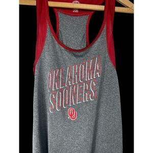 OU Tank Top Size XL Womens Oklahoma Sooners Gray Red Sleeveless Shirt Dri Fit